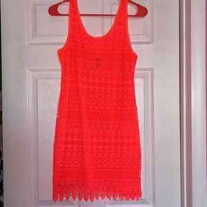 H & M Divided Bright Neon Pink Above the Knee Sleeveless dress Size 6